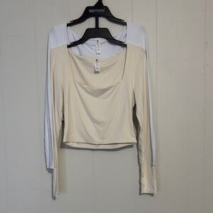 2 shirts, 90 Degree By Reflex Cream Long Sleeve Top